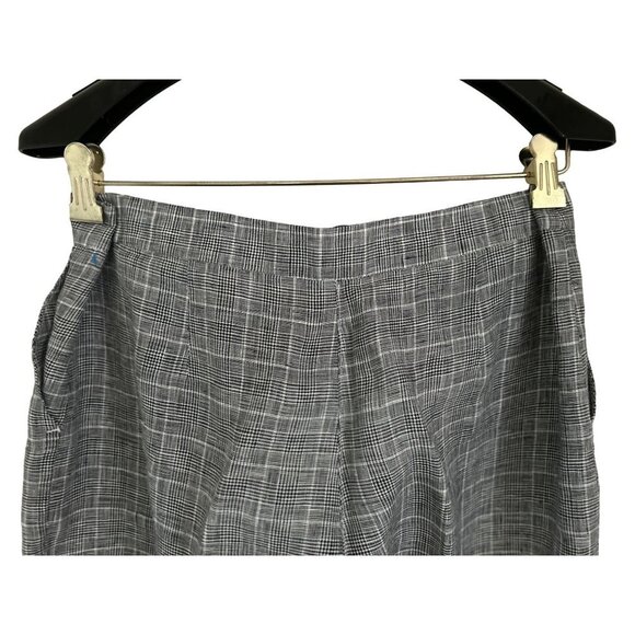 GIESSO Linen Trousers Pants Gray Tartan Checks Size 8 - Picture 13 of 14